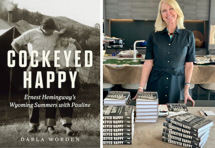 Author Darla Worden with her Ernest Hemingway book 'Cockeyed Happy'